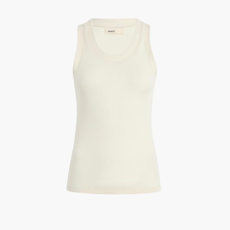 Isha Top in Cream Silk Cashmere Jersey – Khaite