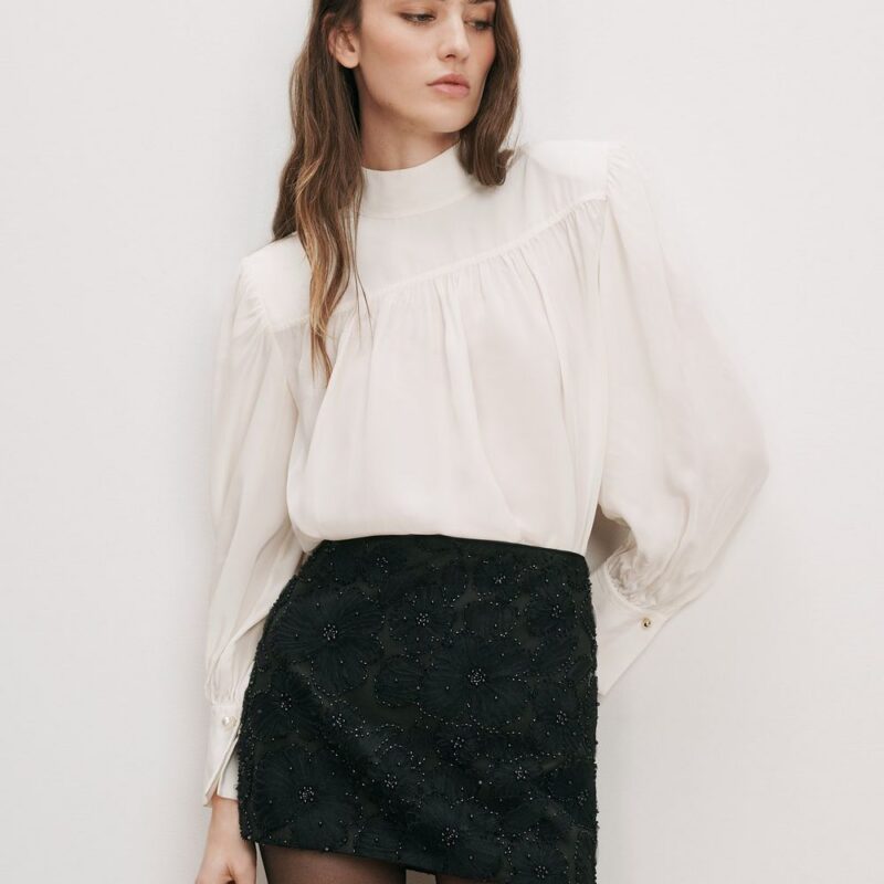 Brooks Mock-Neck Blouse – Veronica Beard