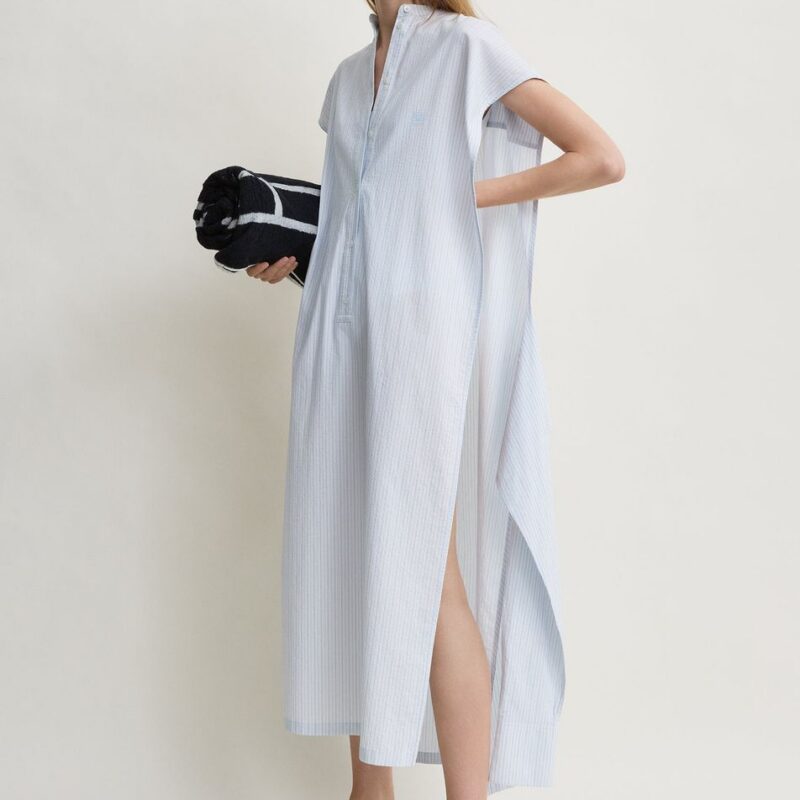 Striped tie-sleeve dress blue/white – Toteme - INT