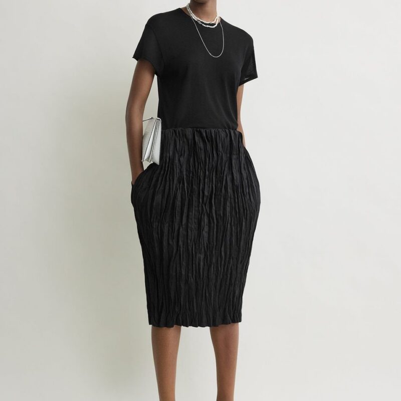Crinkled linen skirt black – Toteme - INT