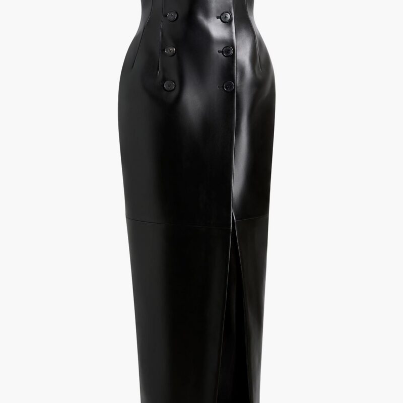 Luiza Skirt in Black Leather – KHAITE