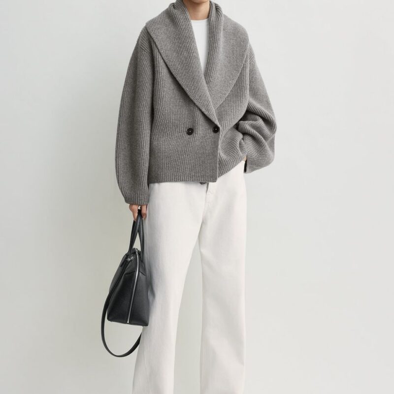 Shawl-lapel cardigan mid grey – Toteme - INT