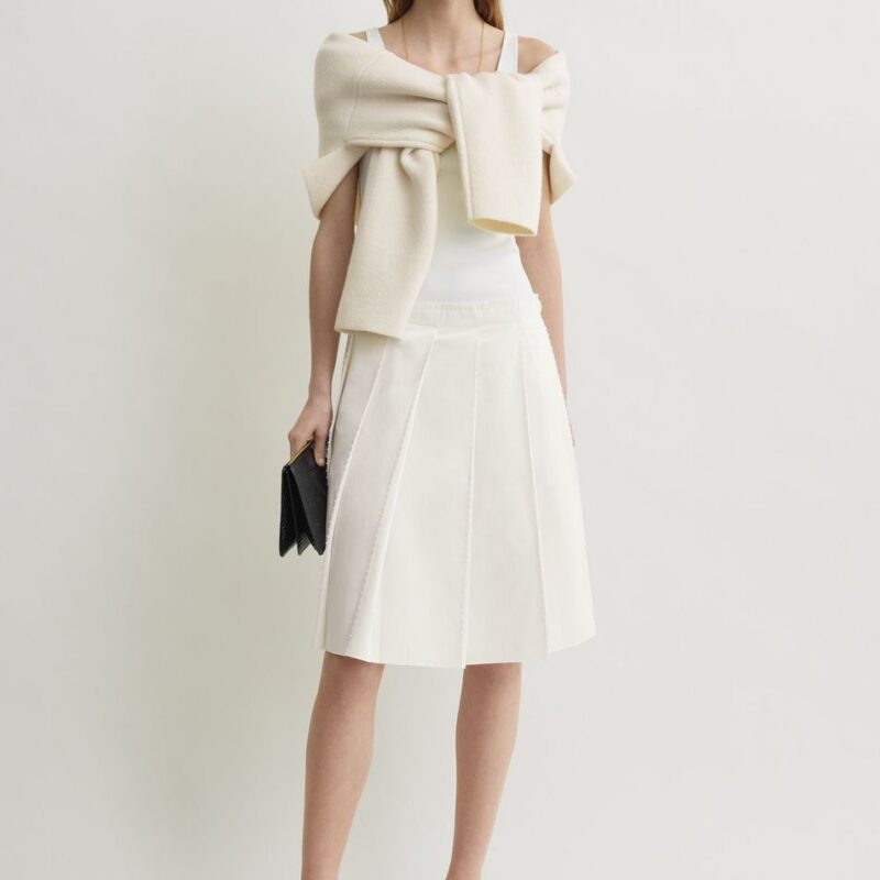 Beaded pleat skirt white – Toteme - INT