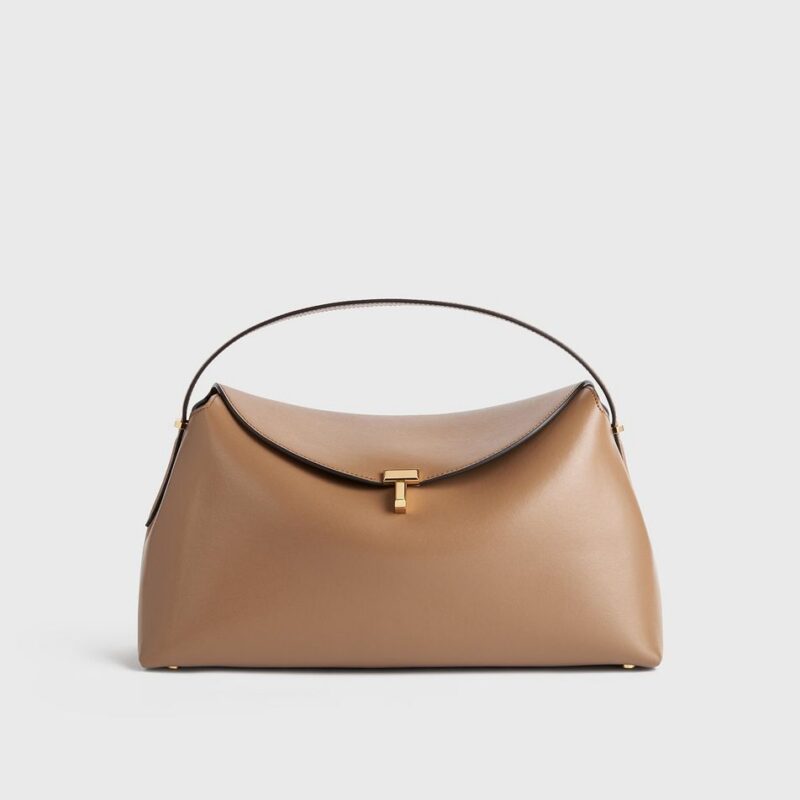 T-lock leather top handle camel – Toteme - INT