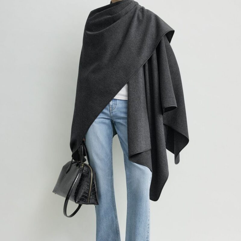 Winter flannel cape charcoal – Toteme - INT