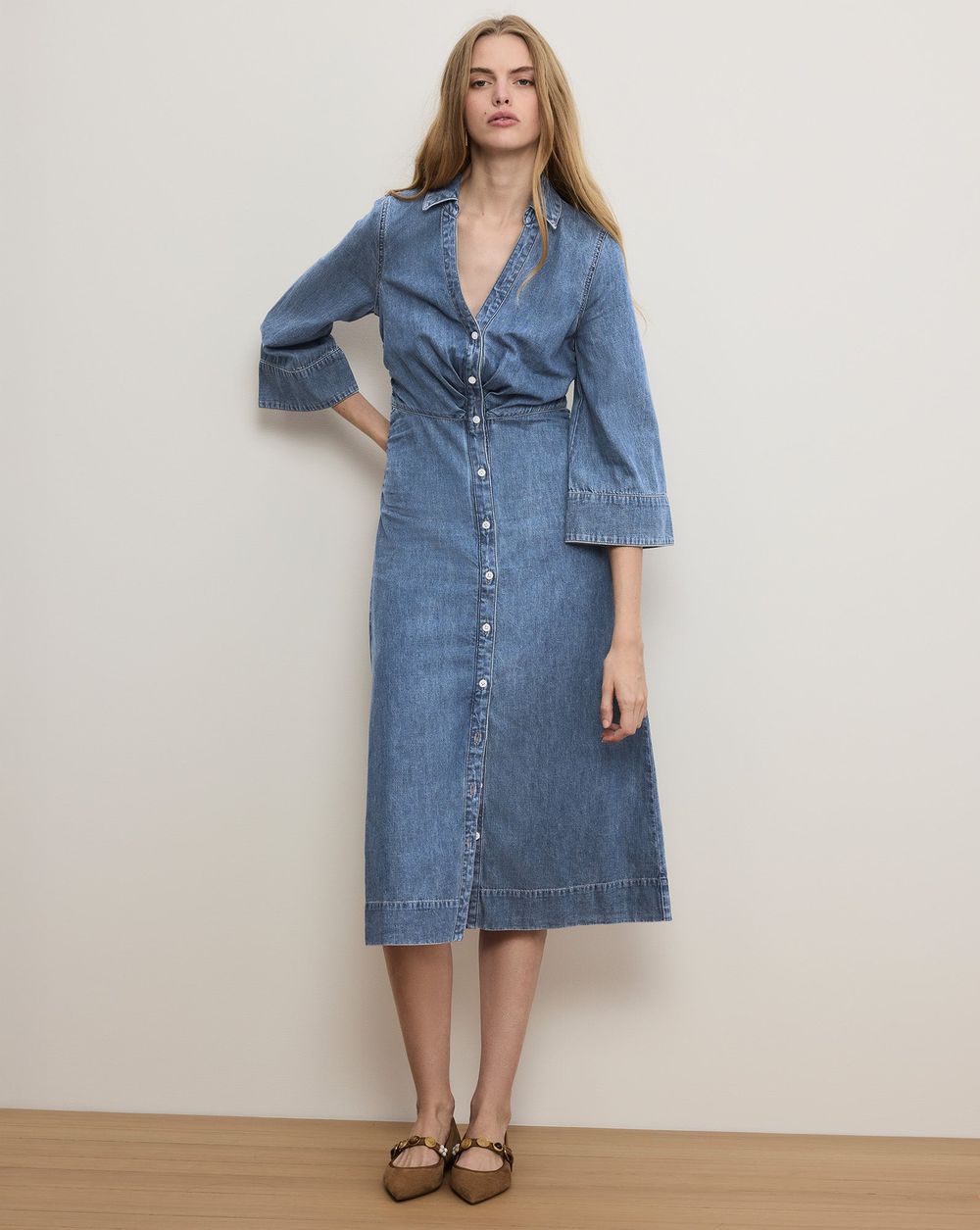 Haydon Denim Midi Shirtdress – Veronica Beard