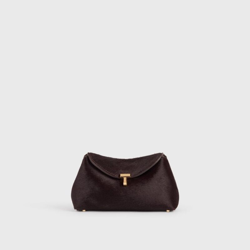 Mini T-lock pony hair clutch wine – Toteme - INT