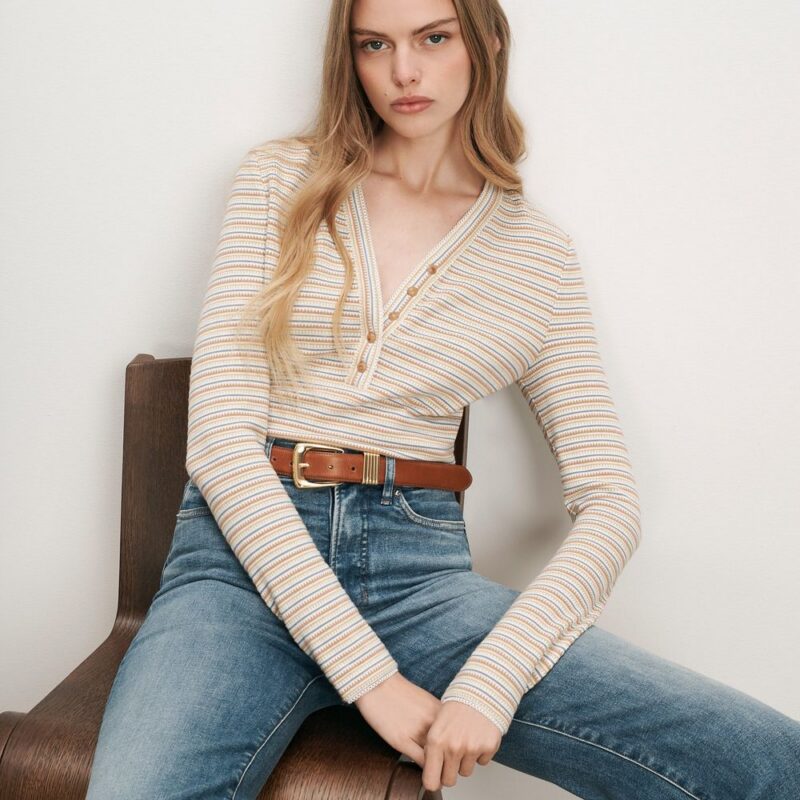 Faelan Striped Henley Shirt – Veronica Beard