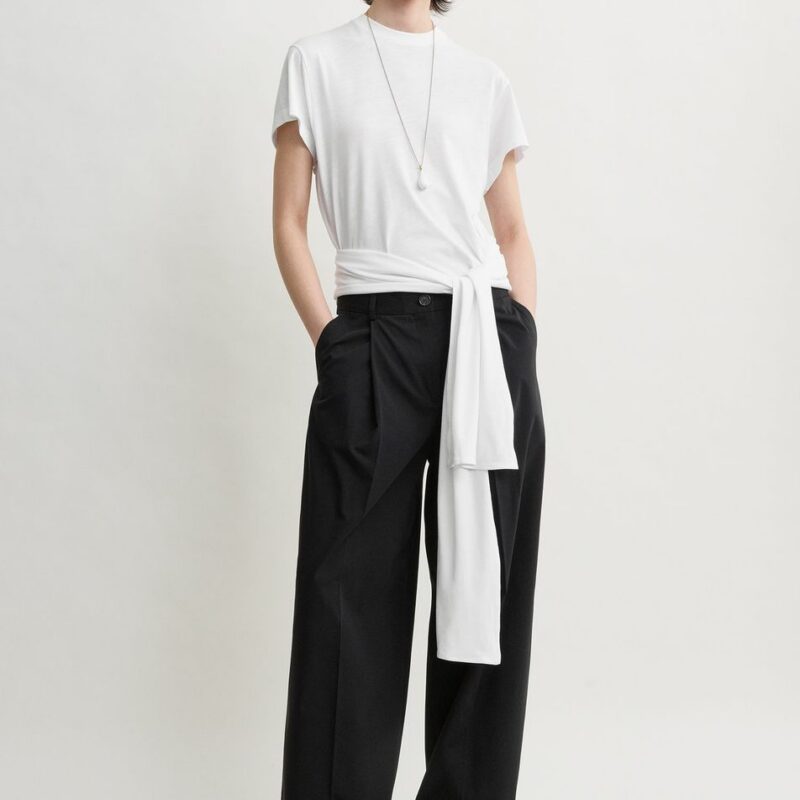 Single pleat cotton trousers black – Toteme - INT