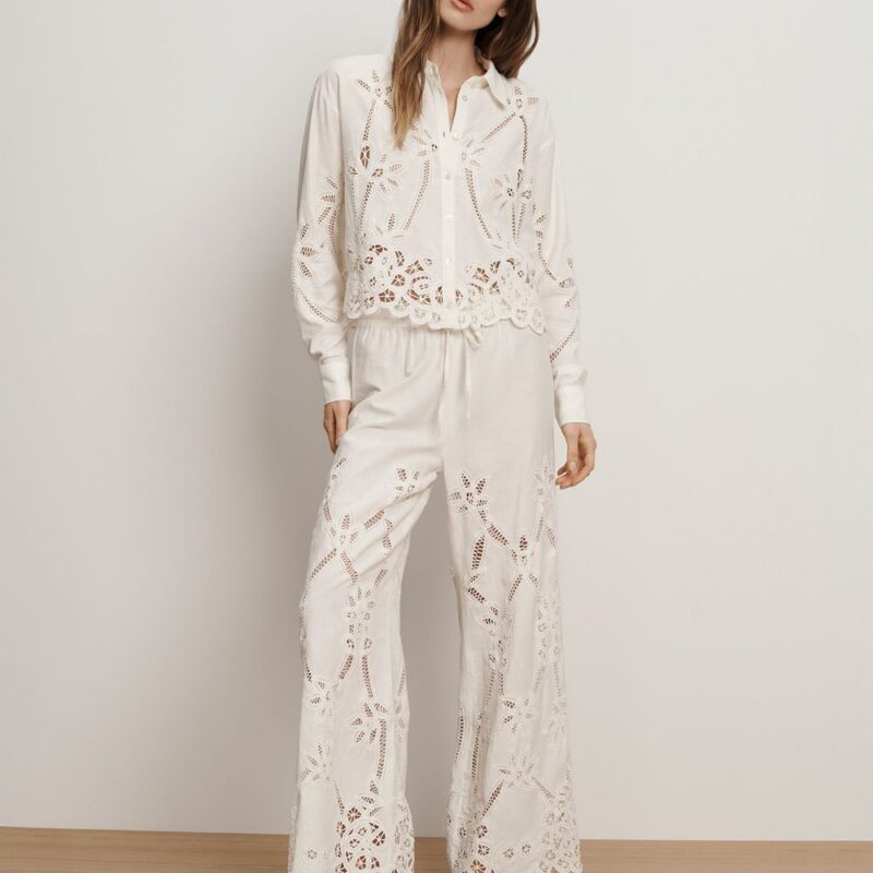 Daisy Wide-Leg Eyelet Pant – Veronica Beard