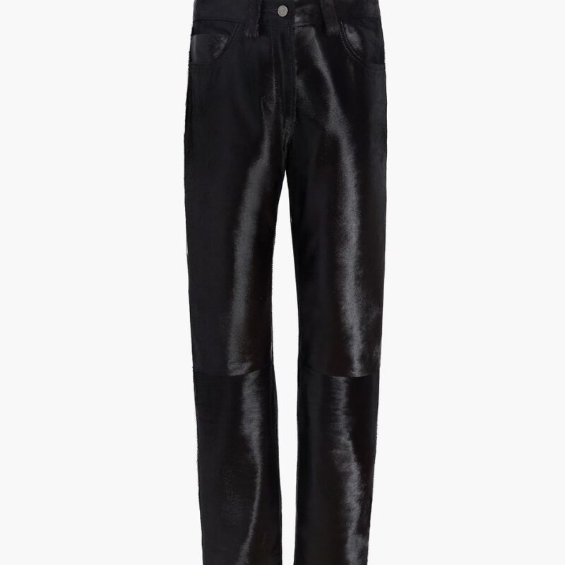 Callum Pant in Chocolate Haircalf – Khaite