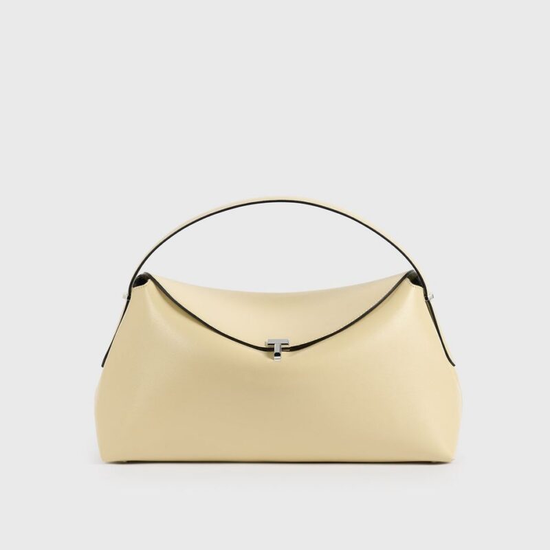T-lock leather top handle champagne – Toteme - INT