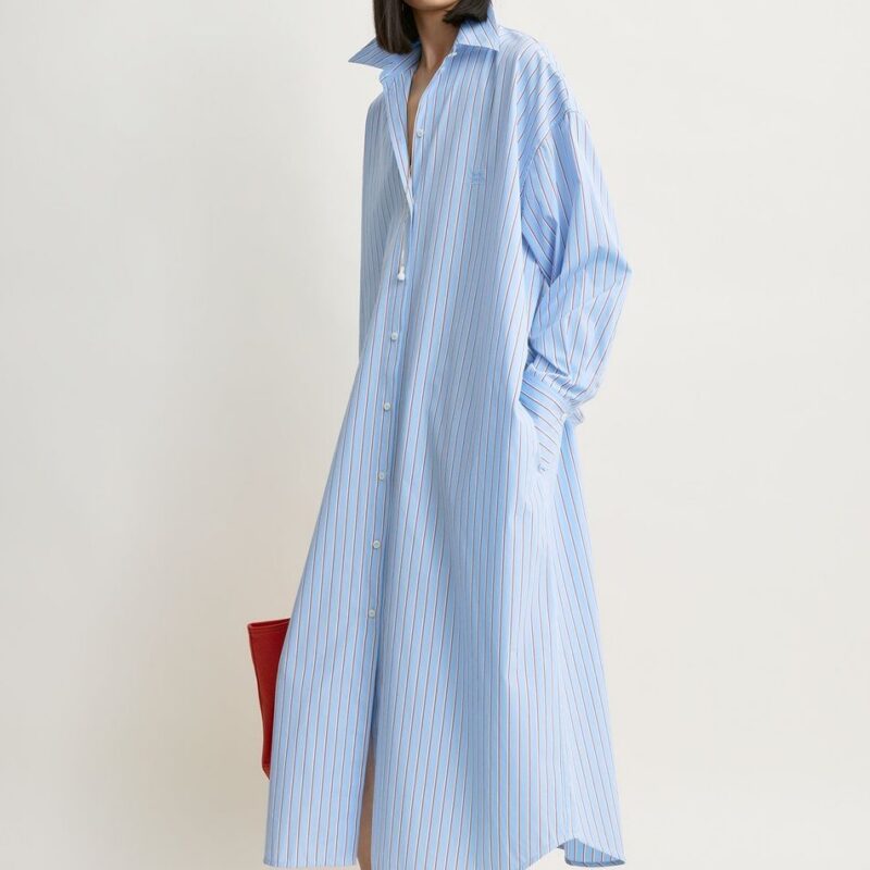 Striped shirtdress pale blue/red petite – Toteme - INT