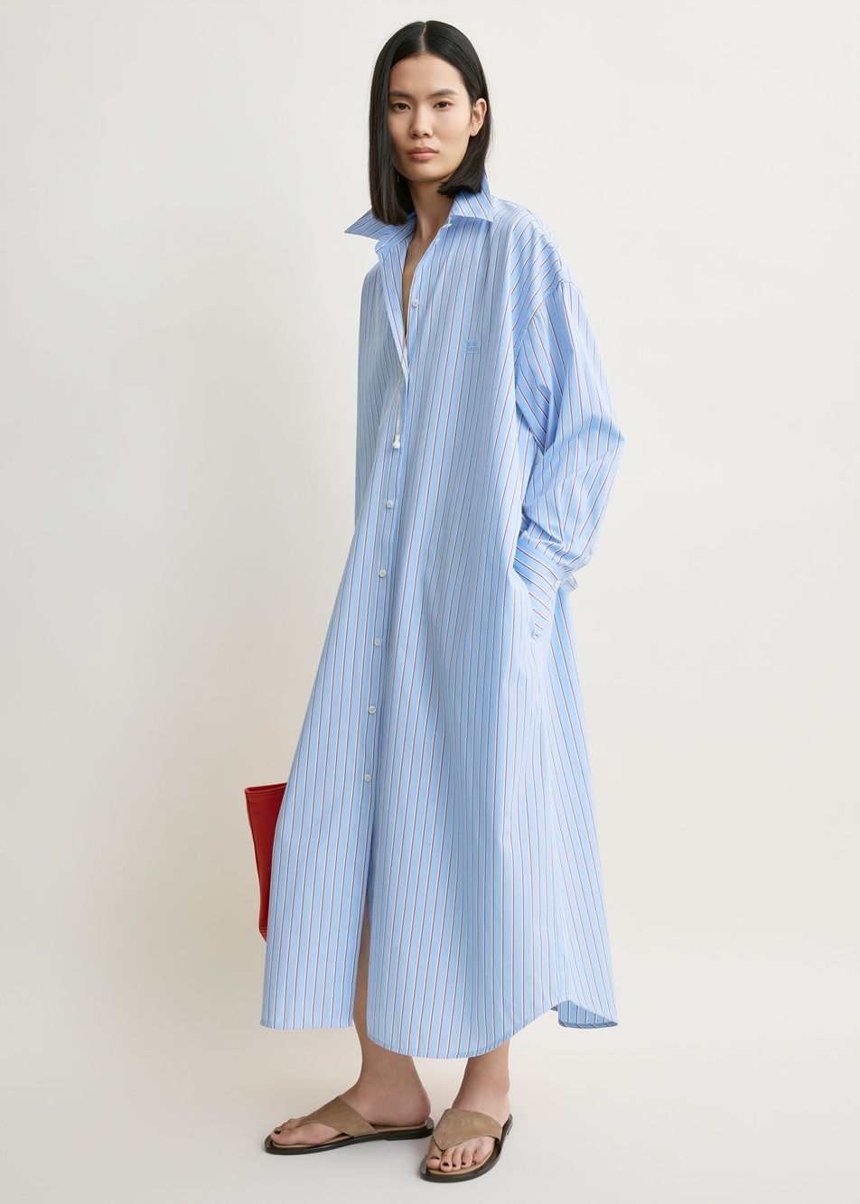 Striped shirtdress pale blue/red petite – Toteme - INT