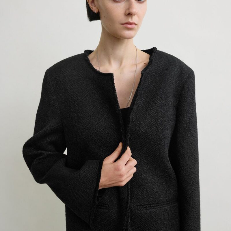 Open-front bouclé blazer black – Toteme - INT