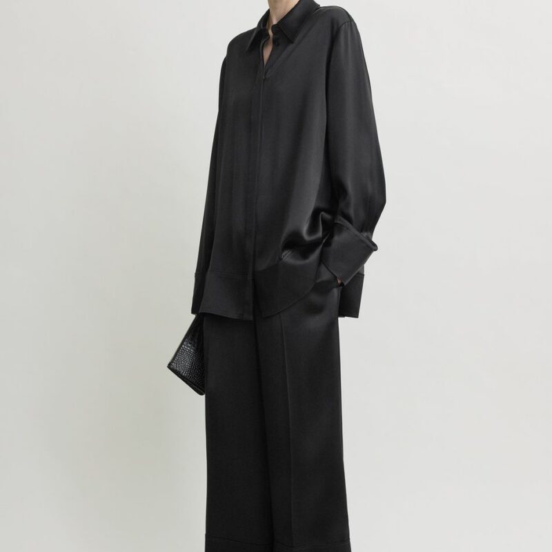 Satin drawstring trousers black – Toteme - INT
