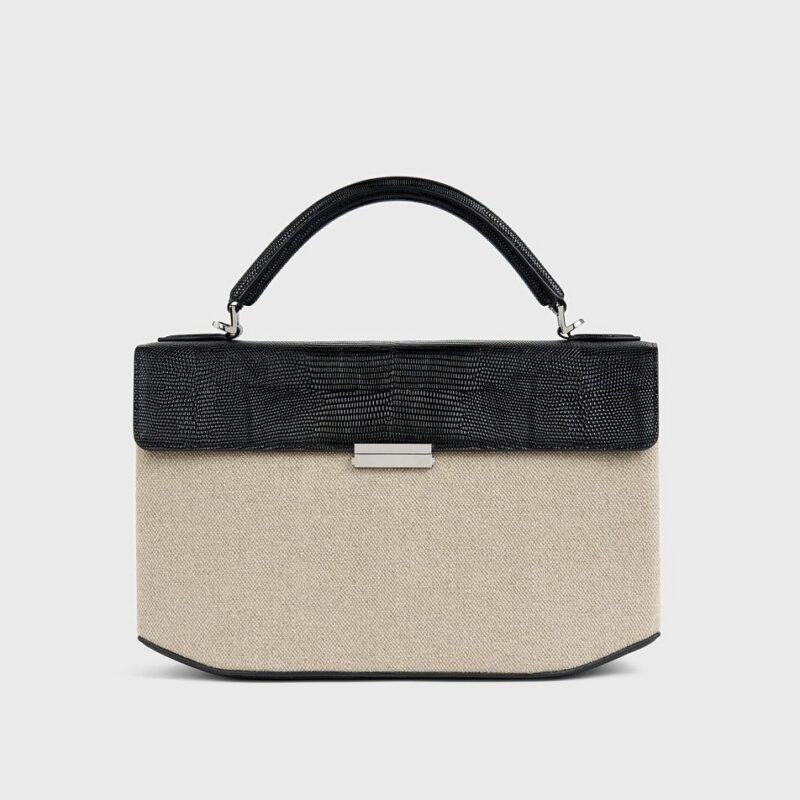 Clip canvas top handle beige/black – Toteme - INT
