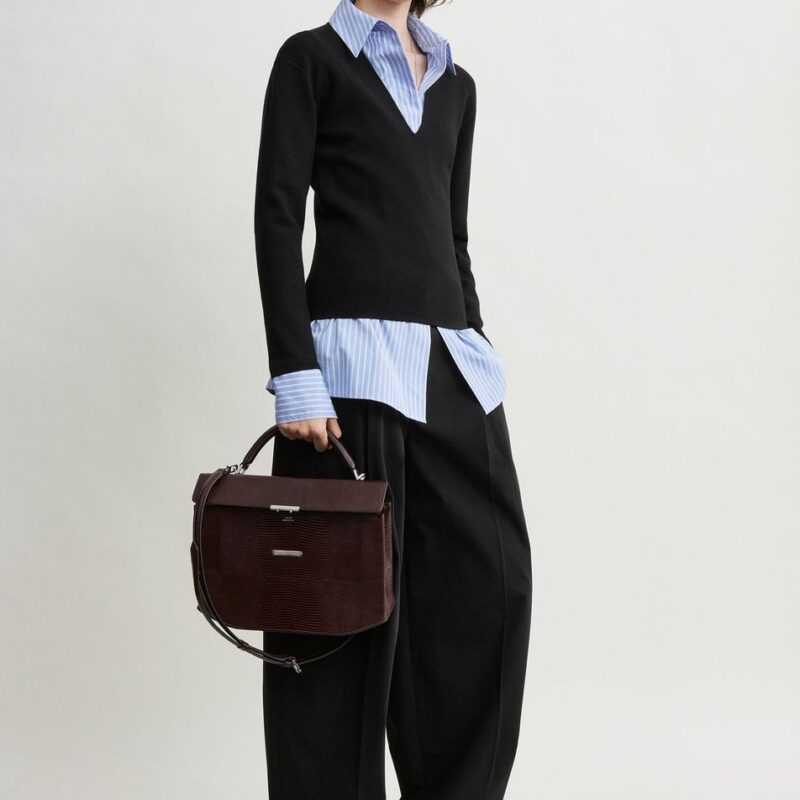 Compact knit v-neck black – Toteme - INT