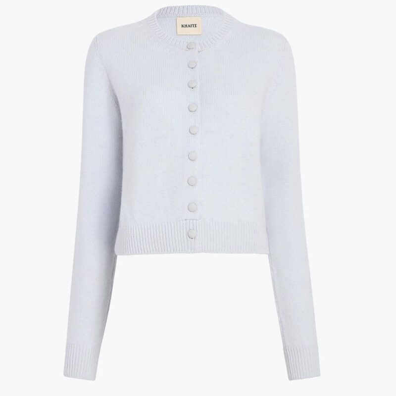Everheart Cardigan in Ice Blue with Suede Buttons – Khaite
