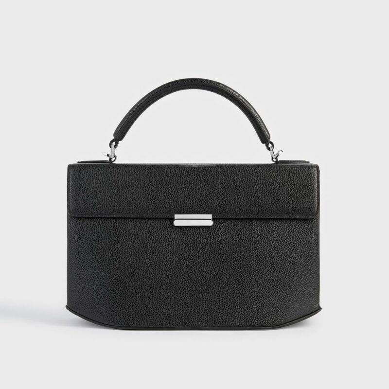 Clip grained-leather top handle black – Toteme - INT