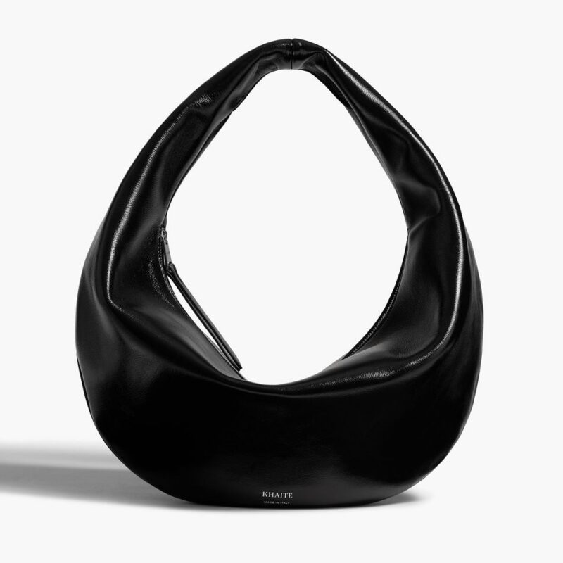 Medium Olivia Hobo in Black Crackle Patent Leather – Khaite