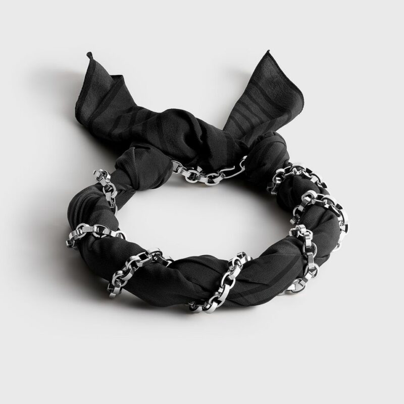 Silk scarf collar faded black/black/silver – Toteme - INT