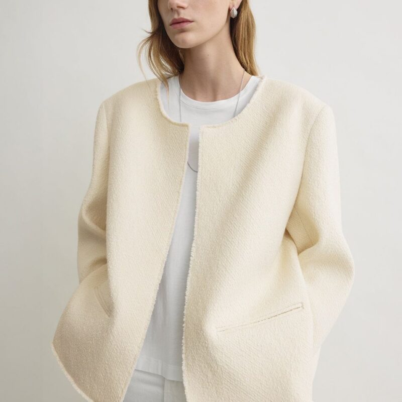 Open-front bouclé blazer ecru – Toteme - INT