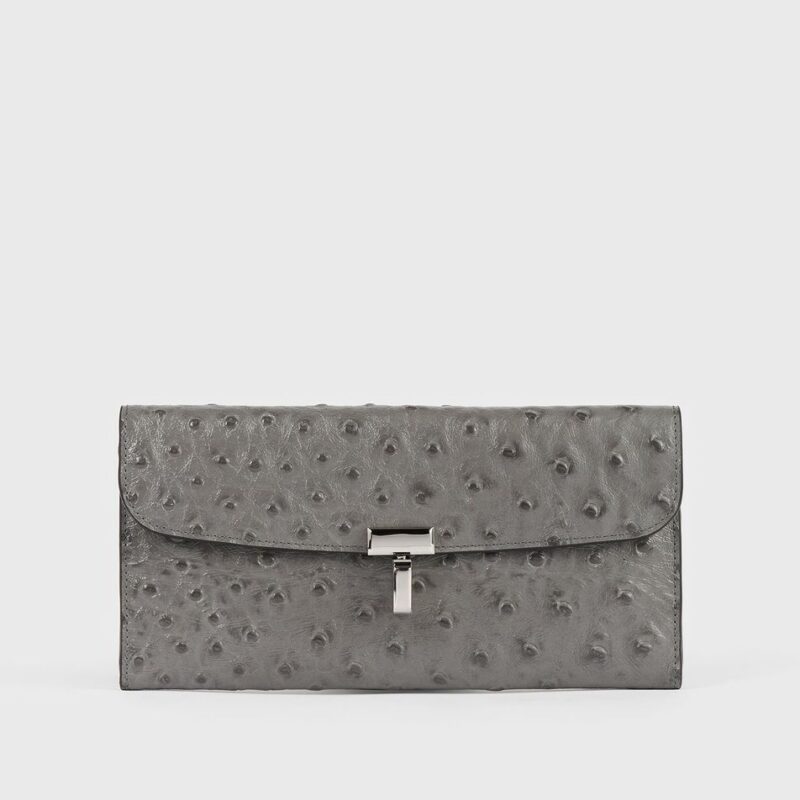 T-lock ostrich-embossed wallet grey – Toteme - INT