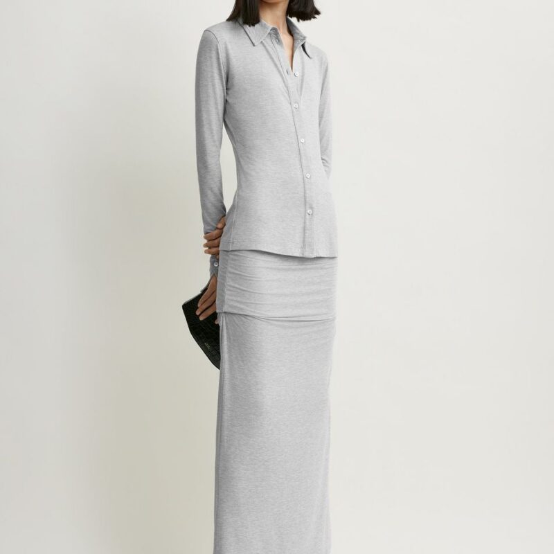 Fitted jersey shirt pale grey mélange – Toteme - INT