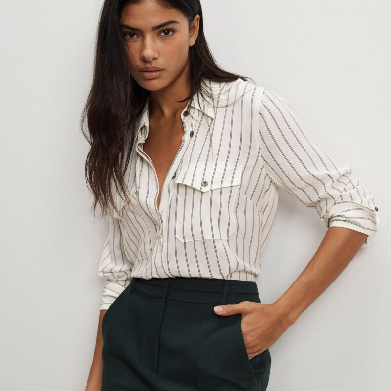 Saku Striped Button-Down Shirt – Veronica Beard