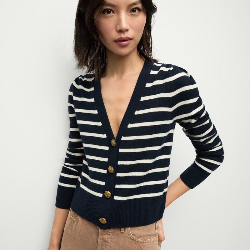 Solene Striped Cashmere Cardigan – Veronica Beard