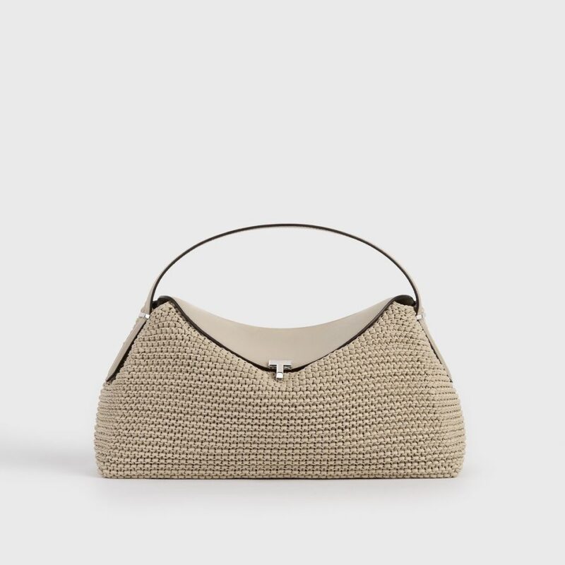 T-lock woven-leather top handle fawn – Toteme - INT