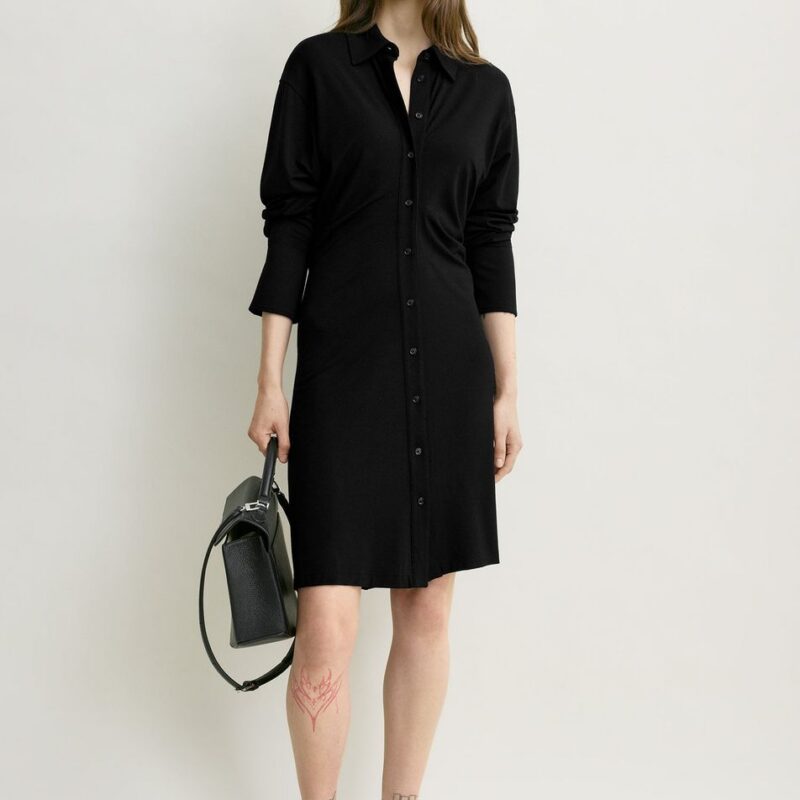 Slouch jersey shirtdress black – Toteme - INT