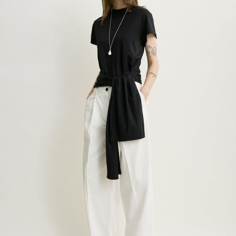 Single pleat cotton trousers white petite – Toteme - INT