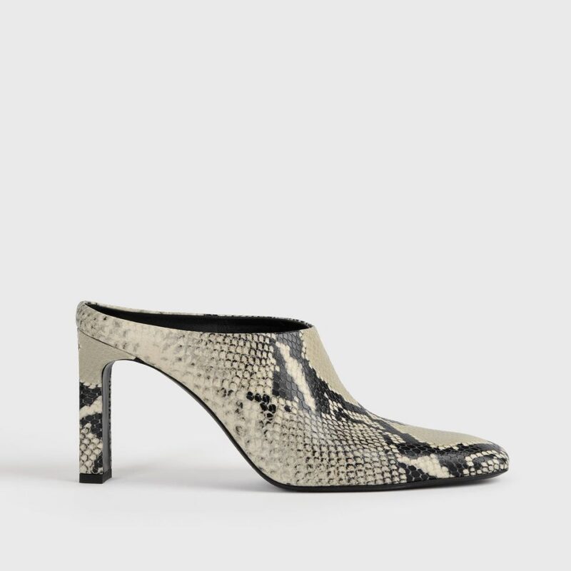 Bar python-embossed mules black/ecru – Toteme - INT