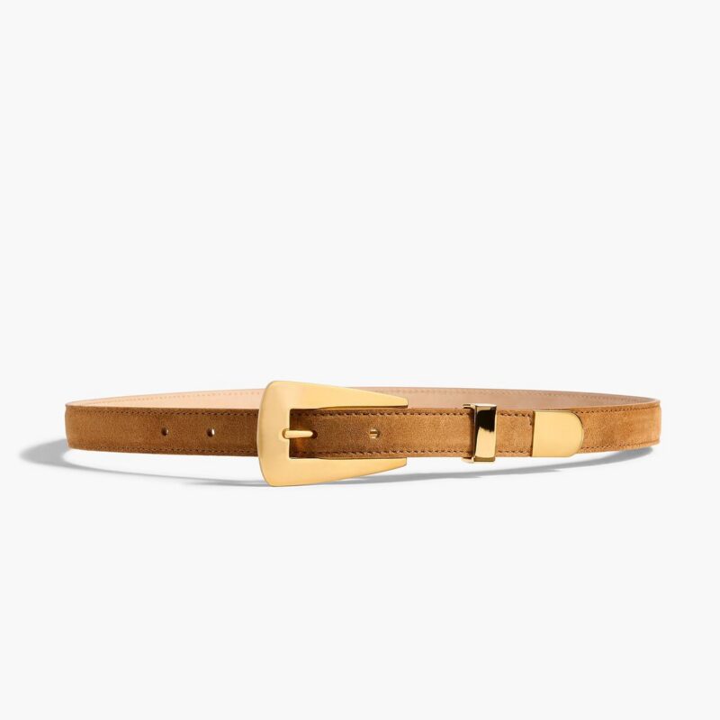 Small Lucca Belt in Caramel Suede with Gold – KHAITE