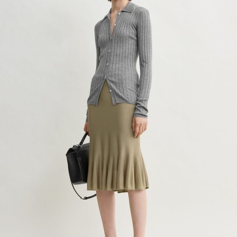 Slim ribbed shirt grey melange – Toteme - INT