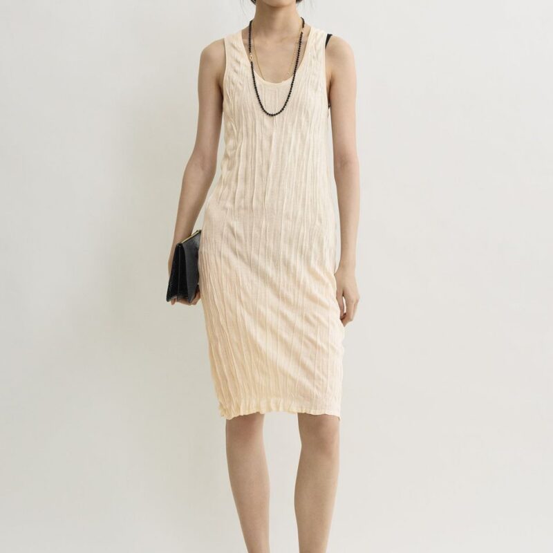 Crinkled knit tank dress pale apricot – Toteme - INT
