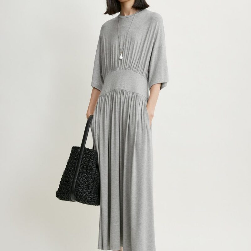 Jersey tee dress pale grey mélange – Toteme - INT