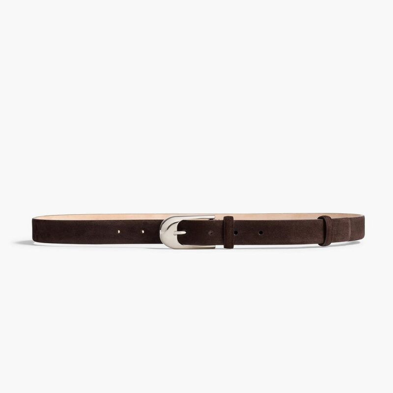 Dome Belt in Dark Brown Suede with Silver – Khaite