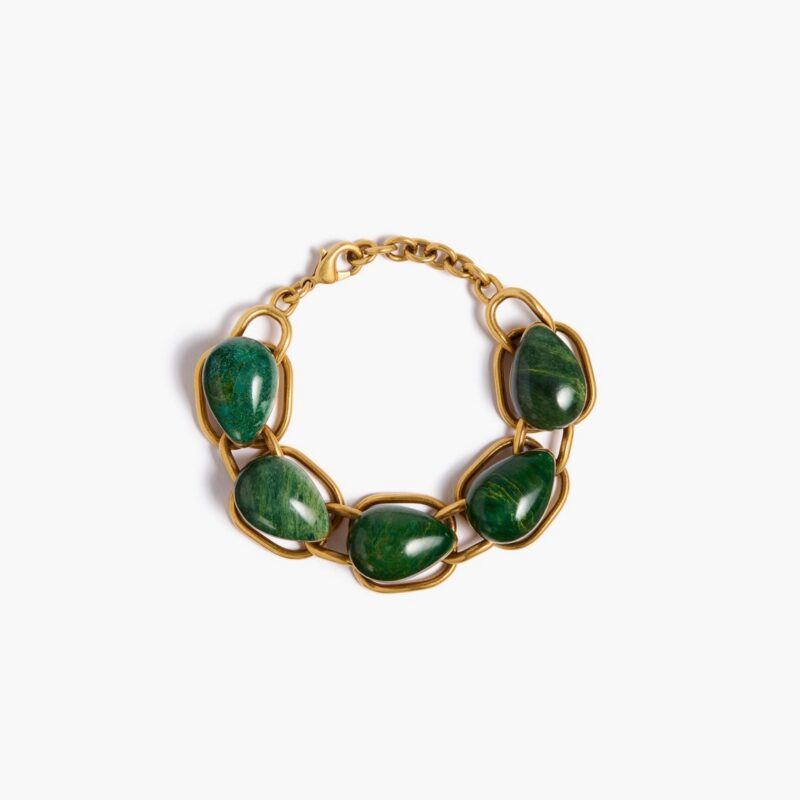 Cyclone Stone Bracelet in Antique Gold with Green – KHAITE