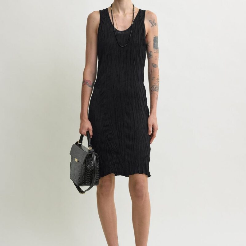 Crinkled knit tank dress black – Toteme - INT