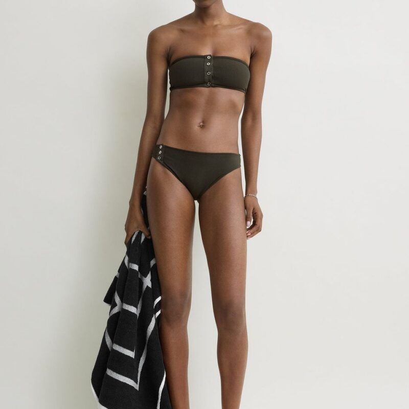 Ribbed bikini bottoms dark green – Toteme - INT