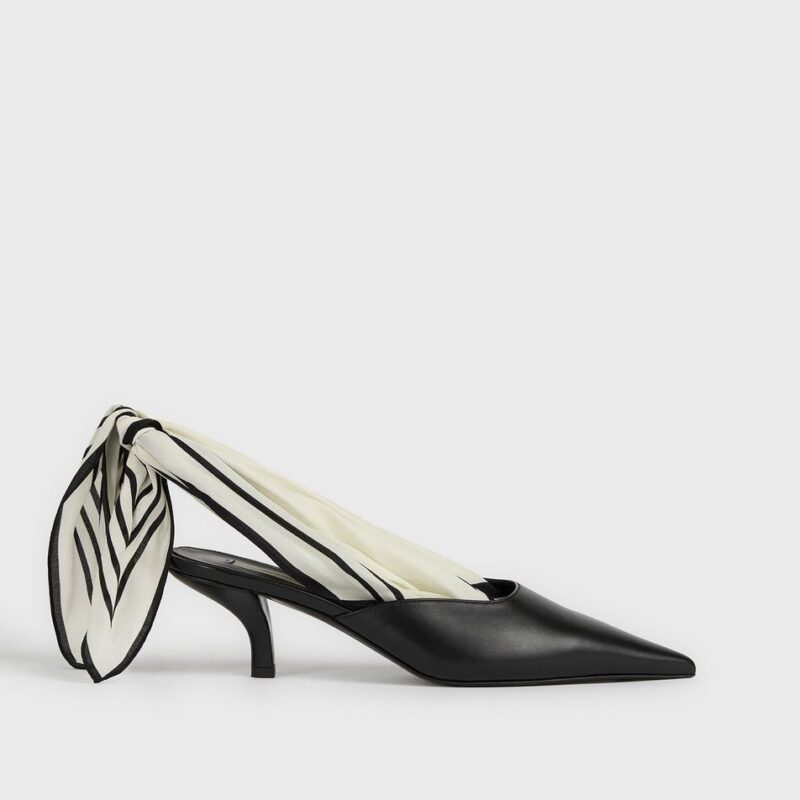 Scarf nappa slingbacks black/ecru – Toteme - INT