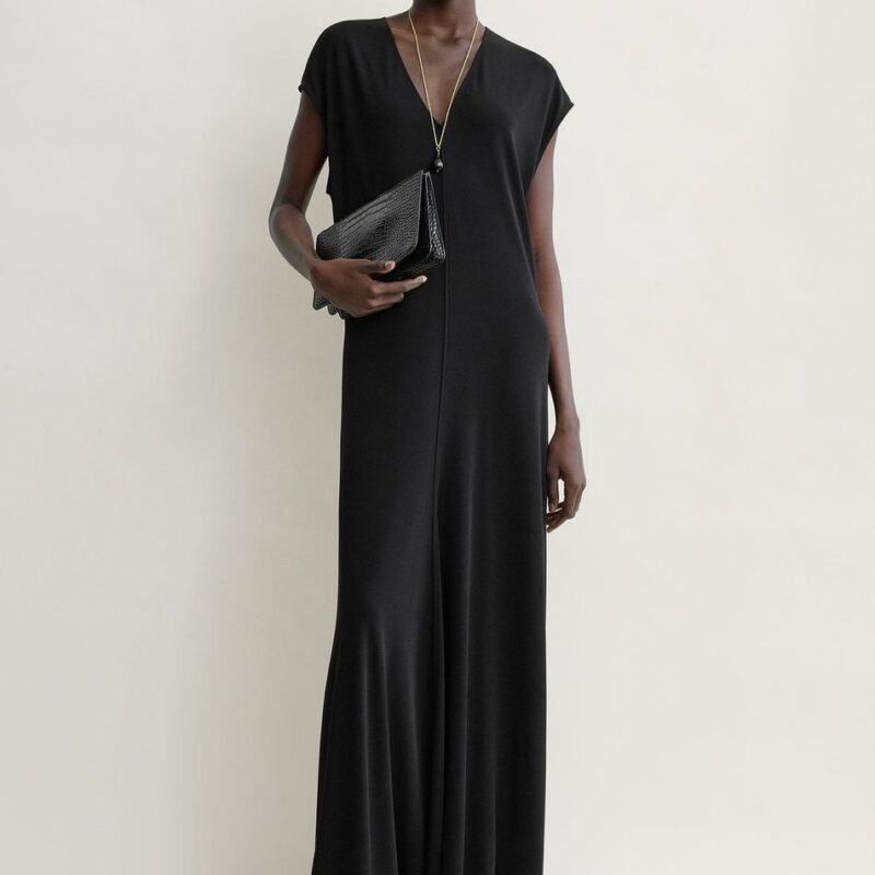 V-neck jersey dress black petite – Toteme - INT