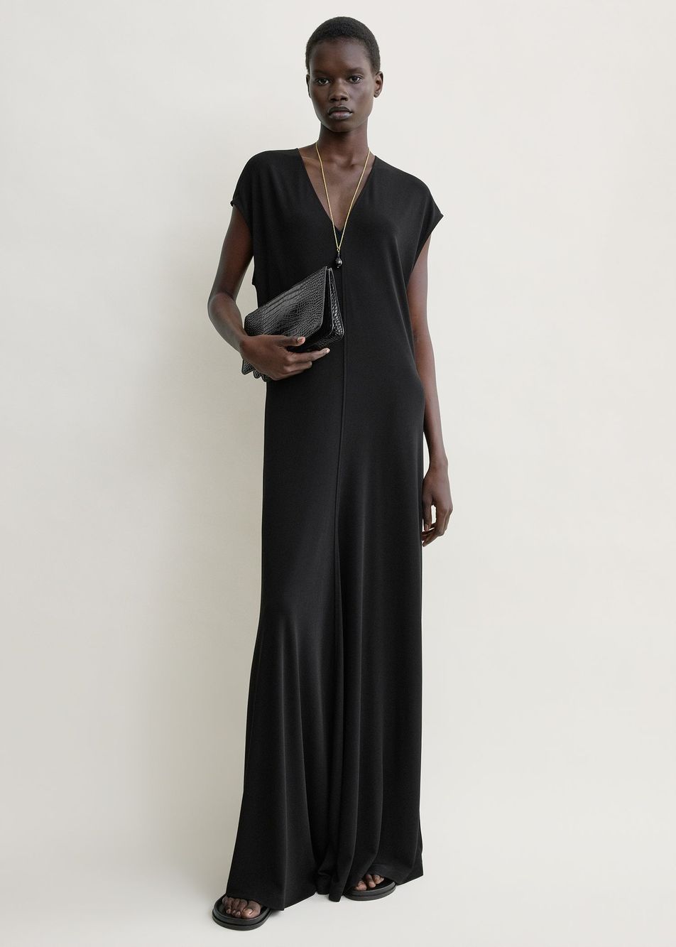 V-neck jersey dress black petite – Toteme - INT