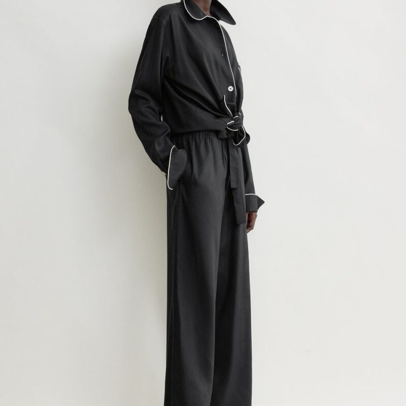 Piped silk trousers black – Toteme - INT