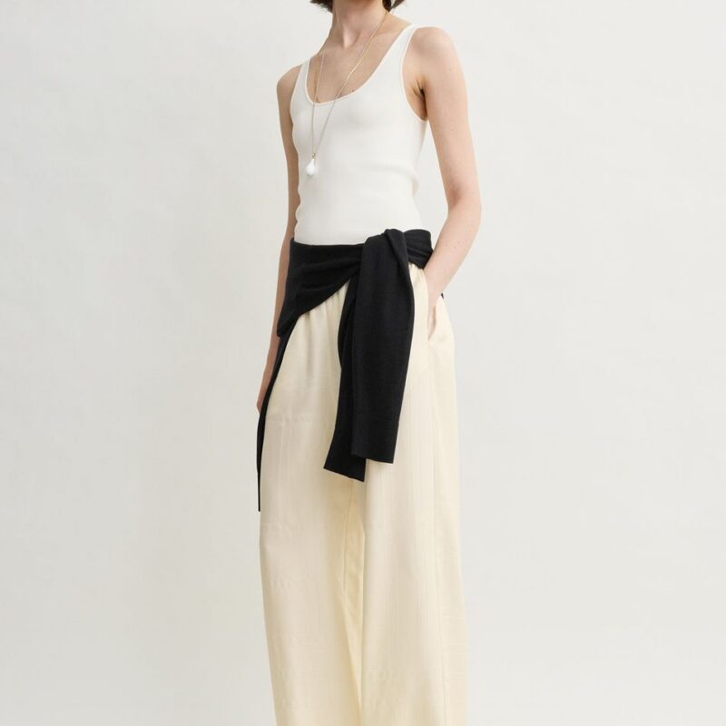Monogram silk pj bottoms cream – Toteme - INT