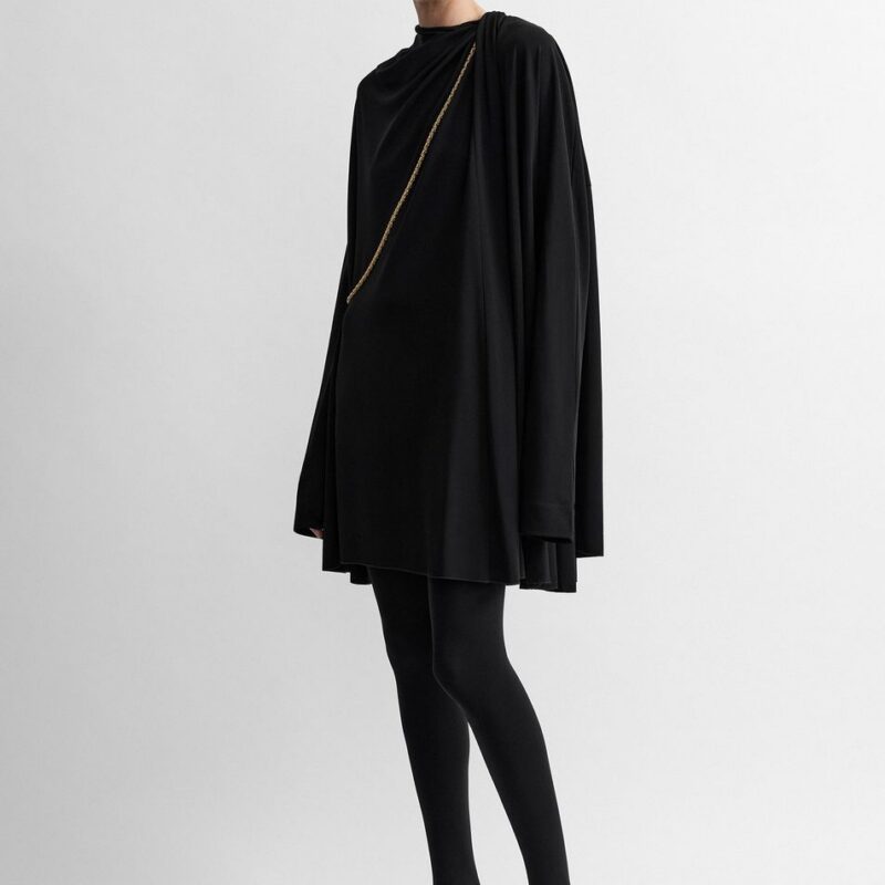 Asymmetric scarf dress black – Toteme - INT