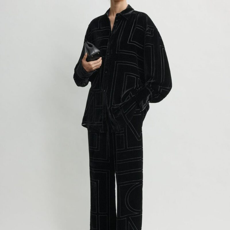 Oversized devoré shirt black petite – Toteme - INT